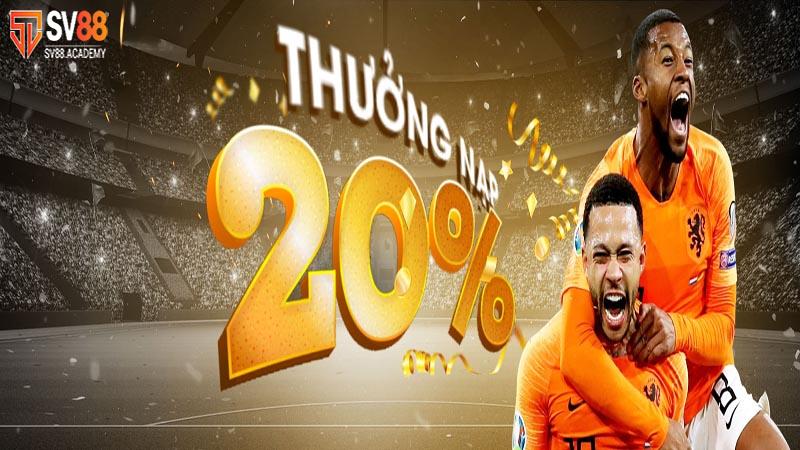 Thưởng nạp 20% lần nạp thứ 2 SV88
